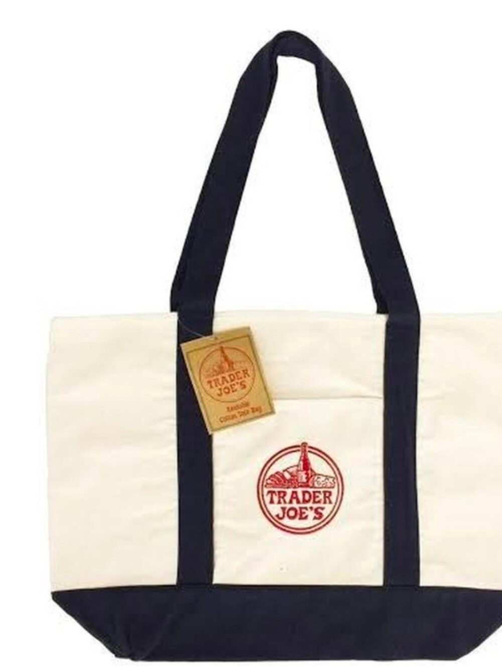 NWT-Trader Joe's Canvas Tote Bag - Cream & Navy